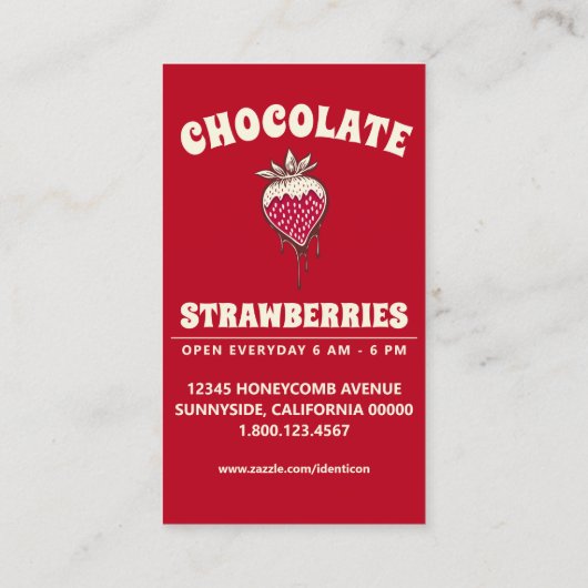 chocolade aardbei sneeuwpop visitekaartje (Achterkant)