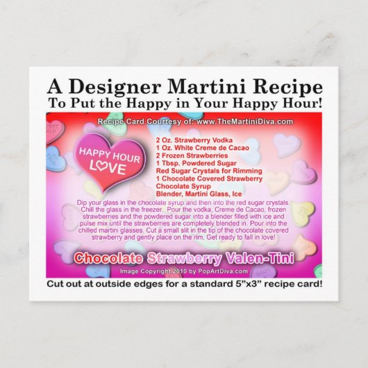 Chocolade Aardbei Valentijnsdag Martini Kaart (Voorkant)
