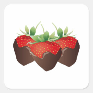 Chocolade-aardbei Vierkante Sticker