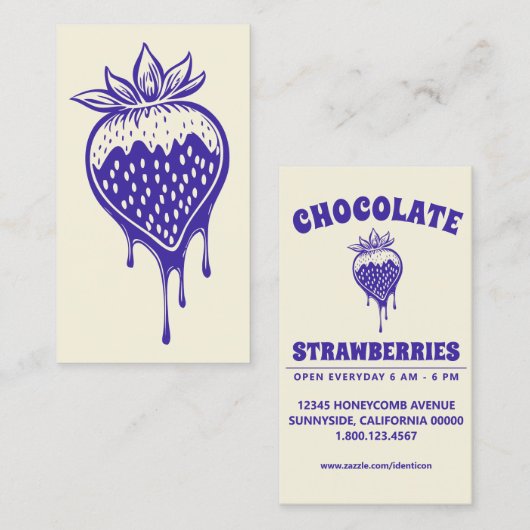 chocolade aardbei visitekaartje (Voorkant / Achterkant)