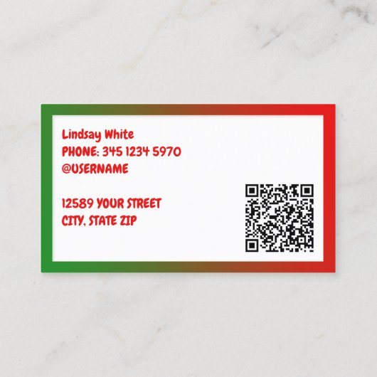 🍓 chocolade aardbeien aangepaste QR Visitekaartje (Achterkant)