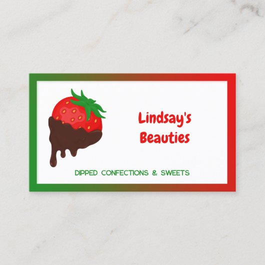 🍓 chocolade aardbeien aangepaste QR Visitekaartje (Voorkant)