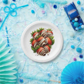 Chocolade Aardbeien Aardbei Dessert Feest Papieren Bordje (Feest)