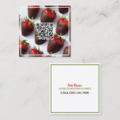 Chocolade Aardbeien Custom QR Vierkante Visitekaartje (Voorkant / Achterkant)