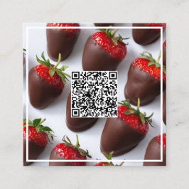 Chocolade Aardbeien Custom QR Vierkante Visitekaartje