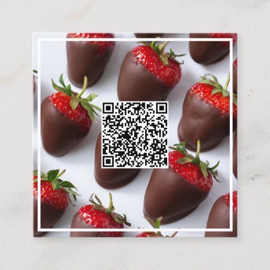 Chocolade Aardbeien Custom QR Vierkante Visitekaartje (Voorkant)