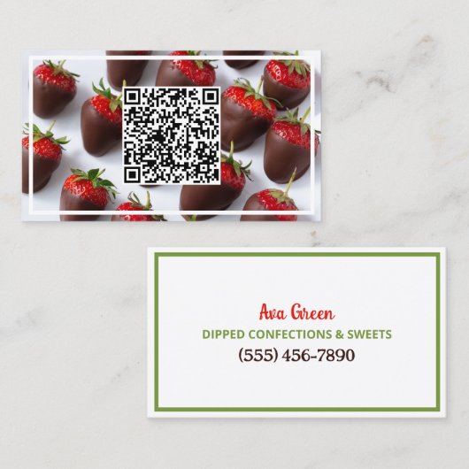 Chocolade Aardbeien Custom QR Visitekaartje (Voorkant / Achterkant)
