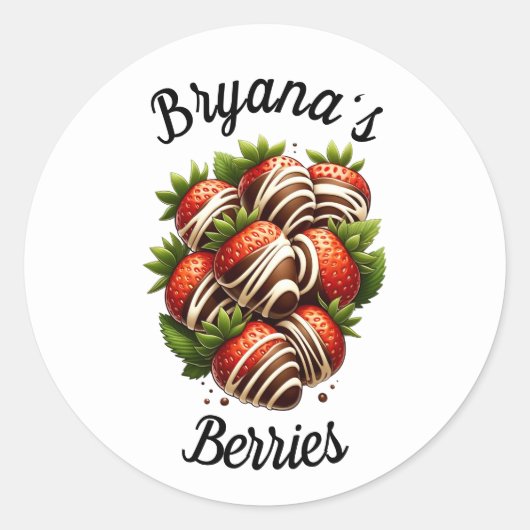 Chocolade Aardbeien Dessert Custom Ronde Sticker (Voorkant)