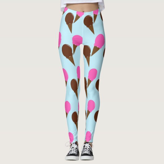 Chocolade & Aardbeien Ijsjes Blue Lounge Leggings (Voorkant)