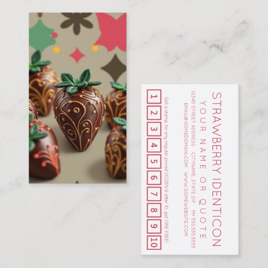 Chocolade Aardbeien loyaliteitskaart Klantenkaartje (Voorkant / Achterkant)