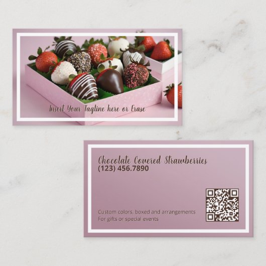 Chocolade Aardbeien QR Visitekaartje (Voorkant / Achterkant)