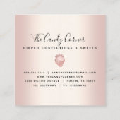 Chocolade Aardbeien Roos Glitter Vierkante Visitekaartje (Achterkant)