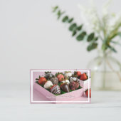 Chocolade aardbeien visitekaartje (Staand voorkant)