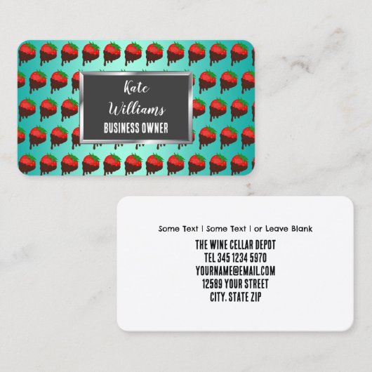 Chocolade aardbeien visitekaartje (Voorkant / Achterkant)