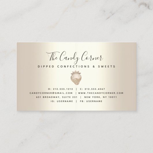 Chocolade aardbeienbesmetting Gold Glitter-schijve Visitekaartje (Achterkant)