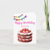 Chocolade Aardbeienkoek  Verjaardag Kaart (Voorkant)