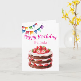 Chocolade Aardbeienkoek  Verjaardag Kaart