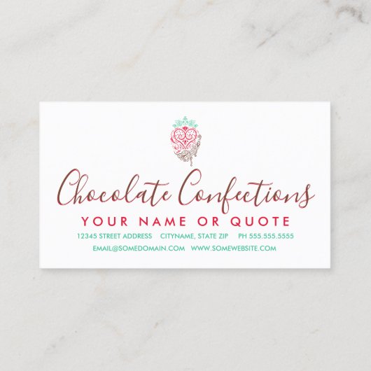 chocolade aardbeienschotel visitekaartje (Achterkant)