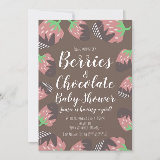 Chocolade-aardbeivruchtenbessen Baby shower Kaart (Voorkant)