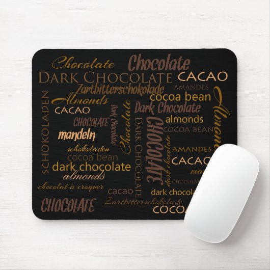Chocolade, amandelen en Dark Chocolate Text Design Muismat (Met muis)