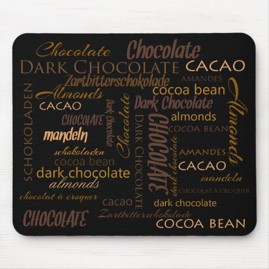 Chocolade, amandelen en Dark Chocolate Text Design Muismat (Voorkant)
