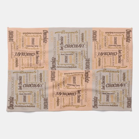 Chocolade, amandelen en Dark Chocolate Text Design Theedoek (Horizontaal)
