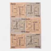 Chocolade, amandelen en Dark Chocolate Text Design Theedoek (Verticaal)