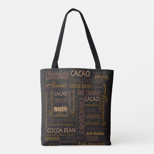 Chocolade, amandelen en Dark Chocolate Text Design Tote Bag (Achterkant)