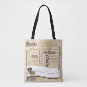 Chocolade, Amandelen en Donkere Chocolade Tekst On Tote Bag (Voorkant)