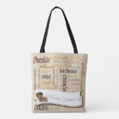 Chocolade, Amandelen en Donkere Chocolade Tekst On Tote Bag (Achterkant)