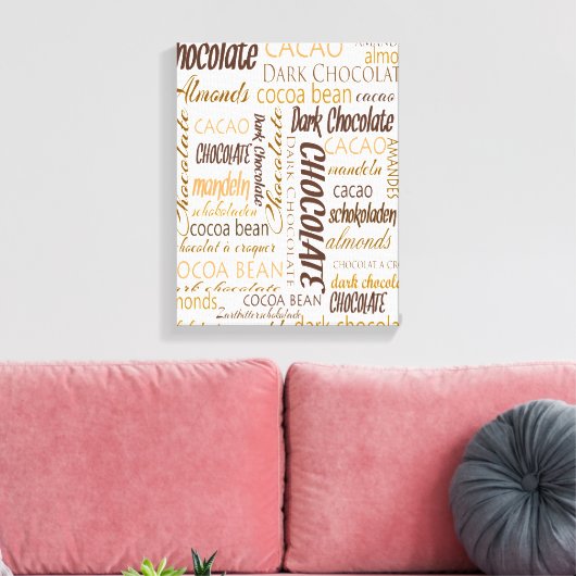 Chocolade, amandelen en donkere chocolade Word Clo Canvas Afdruk (Insitu (Woonkamer))