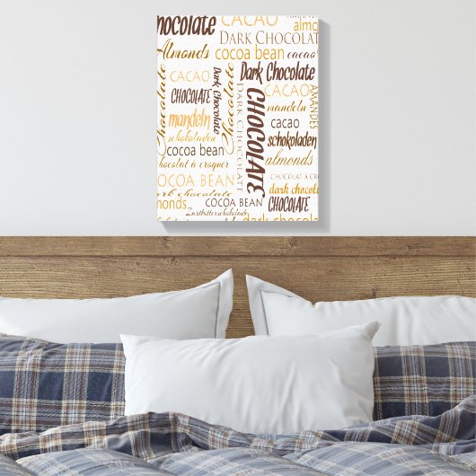 Chocolade, amandelen en donkere chocolade Word Clo Canvas Afdruk (Insitu (Slaapkamer))
