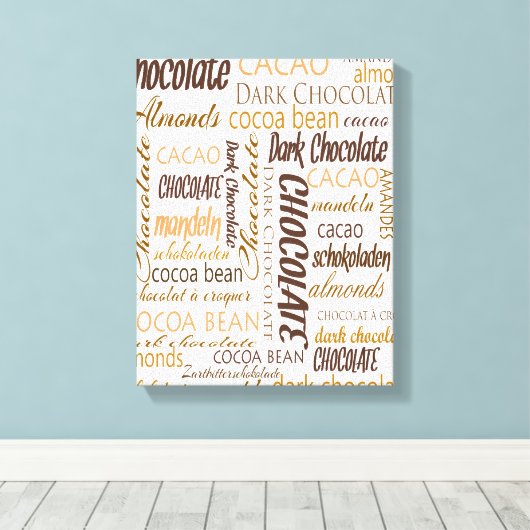 Chocolade, amandelen en donkere chocolade Word Clo Canvas Afdruk (Insitu (Houten vloer))