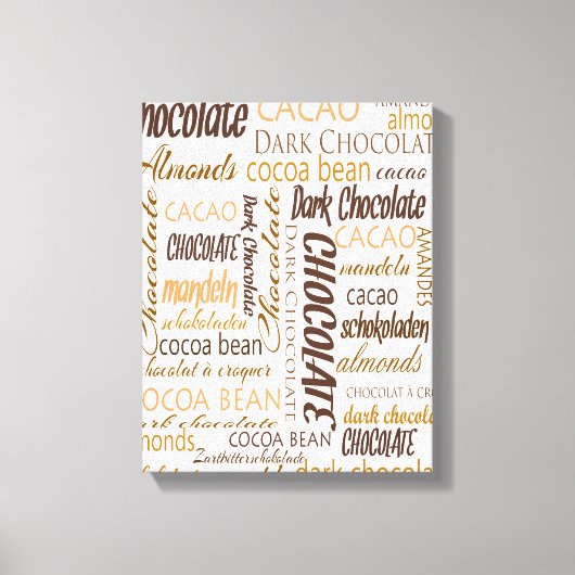 Chocolade, amandelen en donkere chocolade Word Clo Canvas Afdruk (Voorkant)