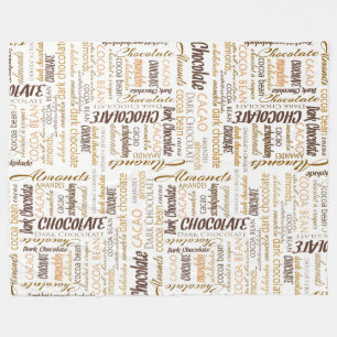 Chocolade, amandelen en donkere chocolade Word Clo Fleece Deken