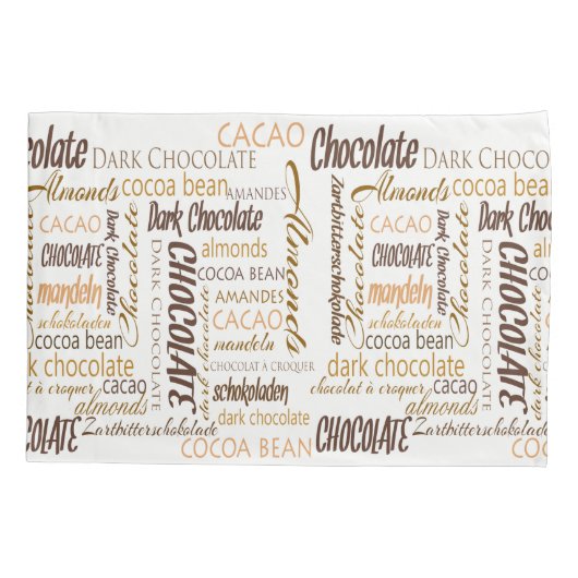 Chocolade, amandelen en donkere chocolade Word Clo Kussensloop (Achterkant)