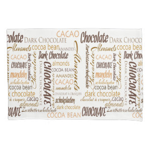 Chocolade, amandelen en donkere chocolade Word Clo Kussensloop