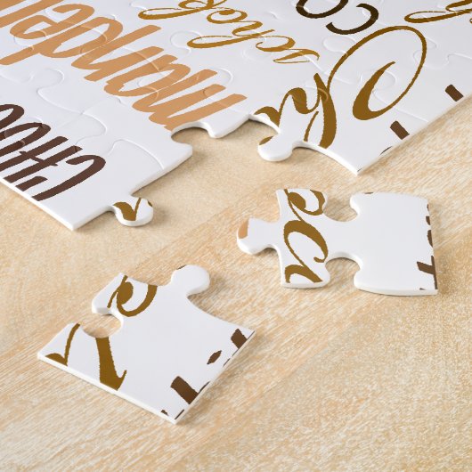 Chocolade, amandelen en donkere chocolade Word Clo Legpuzzel (Zijkant)