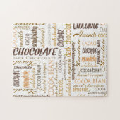 Chocolade, amandelen en donkere chocolade Word Clo Legpuzzel (Horizontaal)