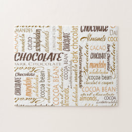 Chocolade, amandelen en donkere chocolade Word Clo Legpuzzel
