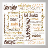 Chocolade, amandelen en donkere chocolade Word Clo Poster (Voorkant)