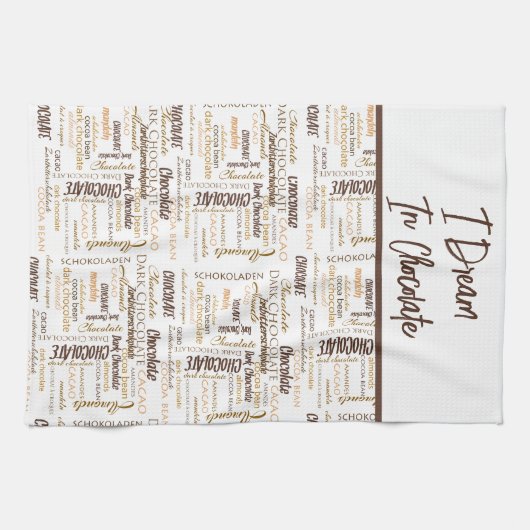 Chocolade-amandelen en donkere chocolade Word Clou Theedoek (Horizontaal)