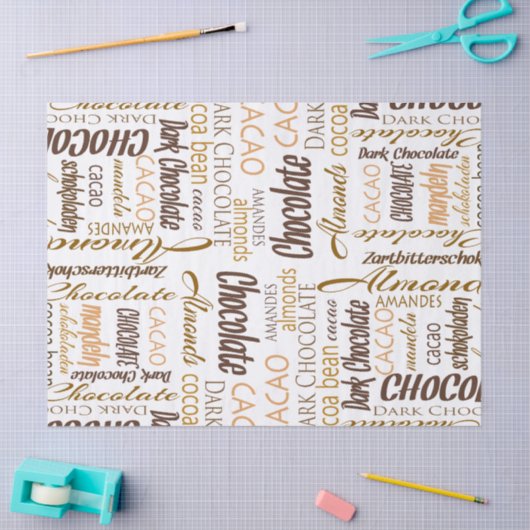 Chocolade, amandelen en donkere chocolade Word Col Tissuepapier (Craft)