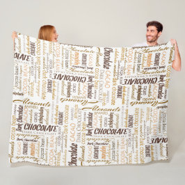 Chocolade, amandelen en pure chocolade woordwolk fleece deken