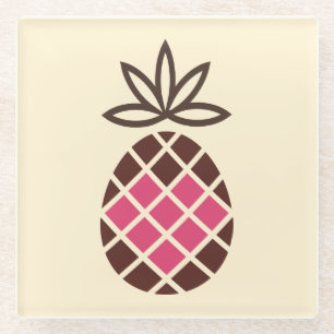 Chocolade-ananas met roze hart glazen onderzetter
