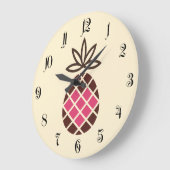 Chocolade-ananas met roze hart grote klok (Hoek)