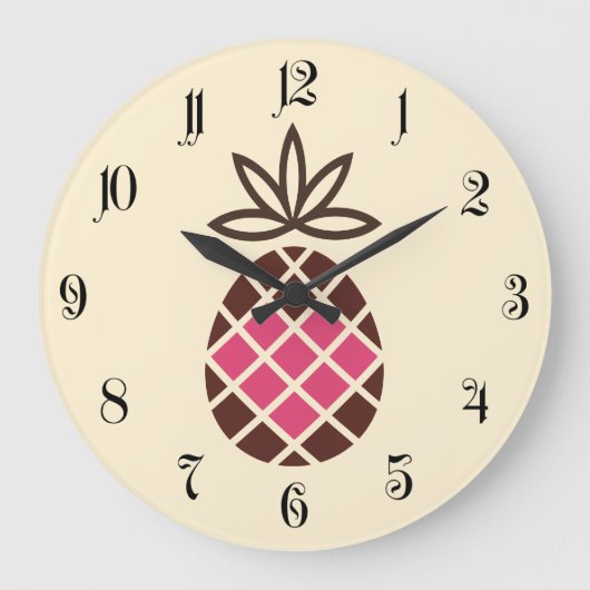 Chocolade-ananas met roze hart grote klok (Voorkant)