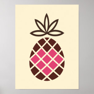 Chocolade-ananas met roze hart poster