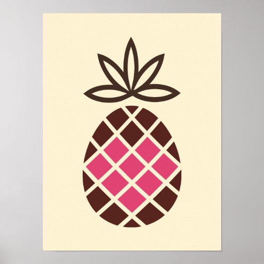 Chocolade-ananas met roze hart poster (Voorkant)