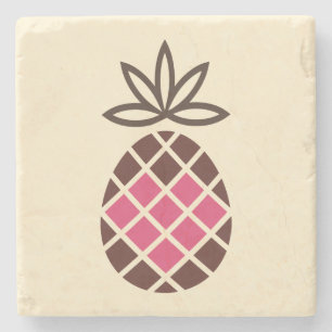 Chocolade-ananas met roze hart stenen onderzetter